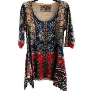 AMMA bold patterned flowy tunic top L